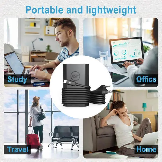 Alt view image 7 of 7 - 65W 45W USB C Laptop Charger for Dell Computer Latitude 5450 5440 5540 7440 5420 7420 5520 5430 7430 5530 5550 7450,Dell 13 14 16 Pro Plus Power Cord,XPS 13 Type C AC Adapter Chromebook 3100