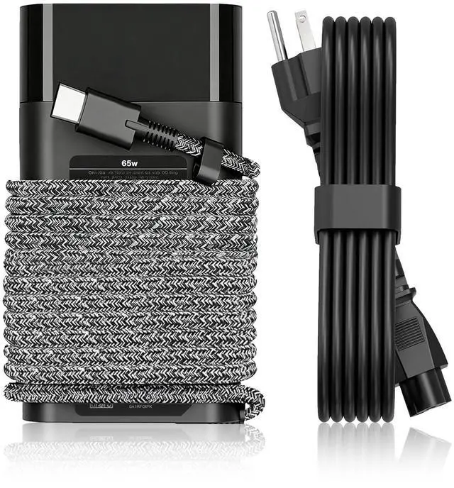 Main image of New Slim 65W USB C Laptop Charger Replacement for HP Laptop Charger Elitebook x360 Pavilion Spectre Chromebook Envy Elite x2 Computer Travel Type C Braided Cable Power Cord Ac Adapter