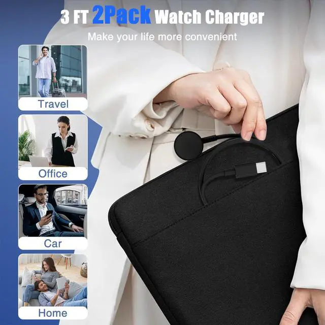 Alt view image 7 of 7 - 1Pack for Apple Watch Charger USB C Magnetic iWatch Charger Cable 1Pack USB to C Fast Charging Cord Compatible with Watch Ultra2 Ultra Series 9 8 7 6 SE SE2 5 4 3 2 1-3.3FT (1.1M) Black