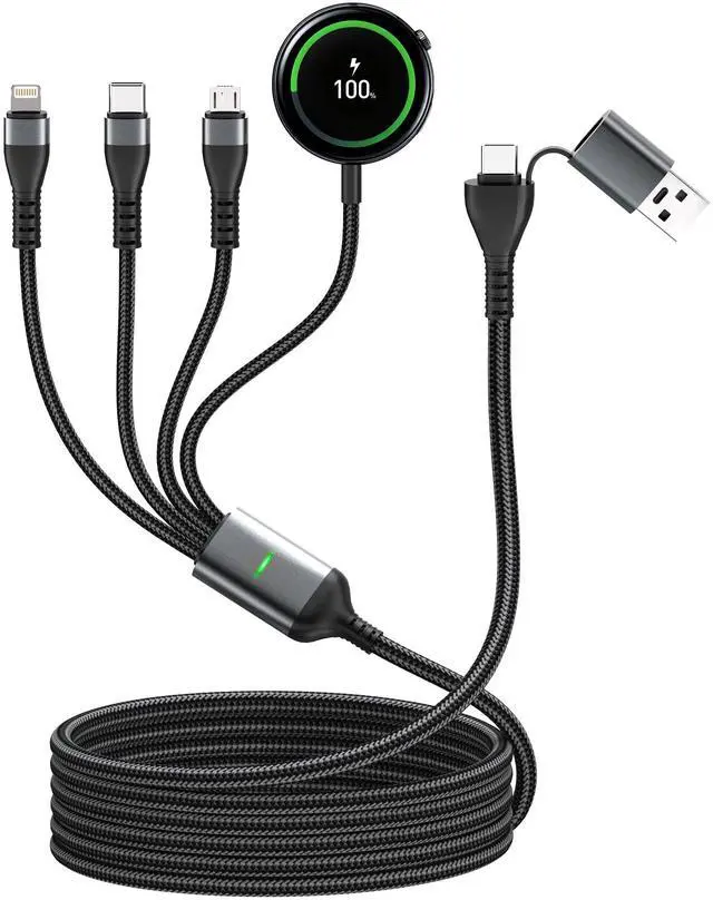 Main image of 100W 4 in 1 Multi Chargers Cable for Samsung Galaxy Watch 8/7 6/5/4/3, Galaxy w-atch Classic 8/7/6/5/4, 10FT Magnetic Samsung Watch and Phone Charger with Data Transfer for iPhone 15/14/13/ Galaxy S25