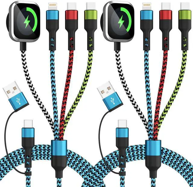 Main image of Travel Essentials,USB A/C 4 in 2 Multi Charging Cable for i Watch Charger/Type C Charger/IP Port,Travel Chargers for Multiple Devices, Portable Designed for iWatch &iPhone 17-12 5FT