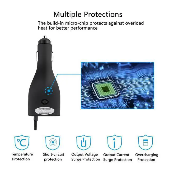 Alt view image 3 of 7 - Surface Car Charger, 42W 12V 2.58A Power Supply for Microsoft Surface Pro 3/Pro 4/Pro 5/Pro 6, Surface Book, Surface Go, Surface Laptop with 5V 2.1A USB Charging Port (5Ft Cord)