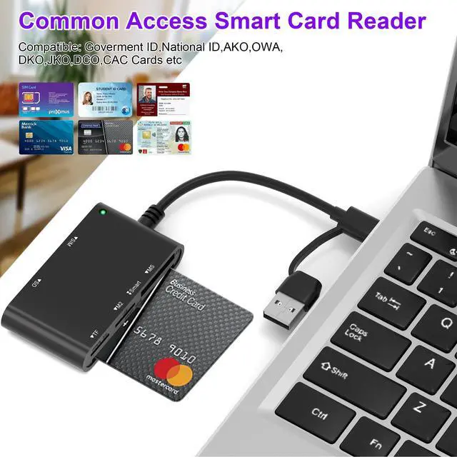 Alt view image 3 of 7 - 7 in 2 SIM Card Reader for Military CAC, SIM, SD/TF/MS Pro Duo/M2/IC/PIV, USB C/A Smart Card Reader for Win/Mac/Linux/Android, SIM Card Adapter Surpport Plug and Play