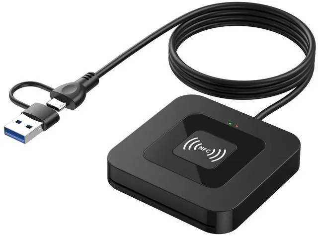 Main image of CAC NFC Smart Card Reader Military, Dual Interface USB DOD Military ID/IC Card Reader with Contactless NFC Tap-to-Read, USB C Adapter Compatible with Windows, Linux, MacOS