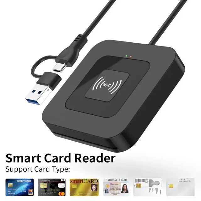 Alt view image 3 of 7 - CAC NFC Smart Card Reader Military, Dual Interface USB DOD Military ID/IC Card Reader with Contactless NFC Tap-to-Read, USB C Adapter Compatible with Windows, Linux, MacOS