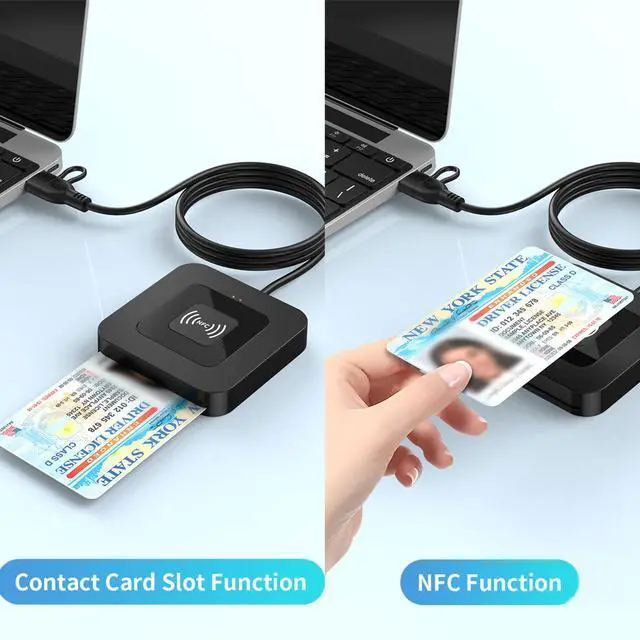 Alt view image 5 of 7 - CAC NFC Smart Card Reader Military, Dual Interface USB DOD Military ID/IC Card Reader with Contactless NFC Tap-to-Read, USB C Adapter Compatible with Windows, Linux, MacOS
