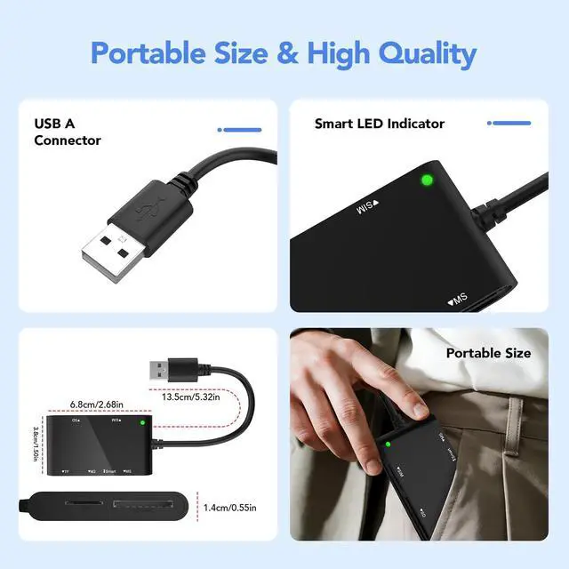 Alt view image 7 of 7 - SIM Card Reader for Computer- 7 in 1 CAC Smart Card Reader Military, MS Pro Duo/SD/TF/M2/ID/IC/PIV/Sim Card Adapter, SIM Card Adapter for PC/Laptop/Windows/Linux/MacOS
