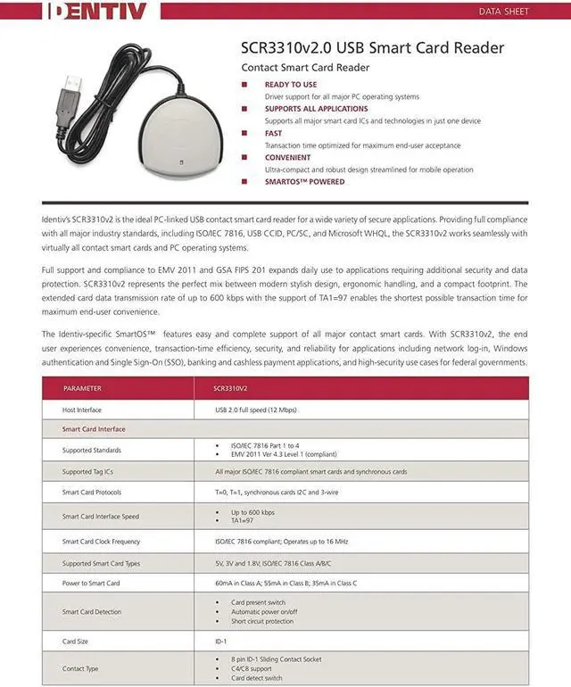 Alt view image 4 of 5 - SCR3310v2.0 USB Smart Card Reader USB-C