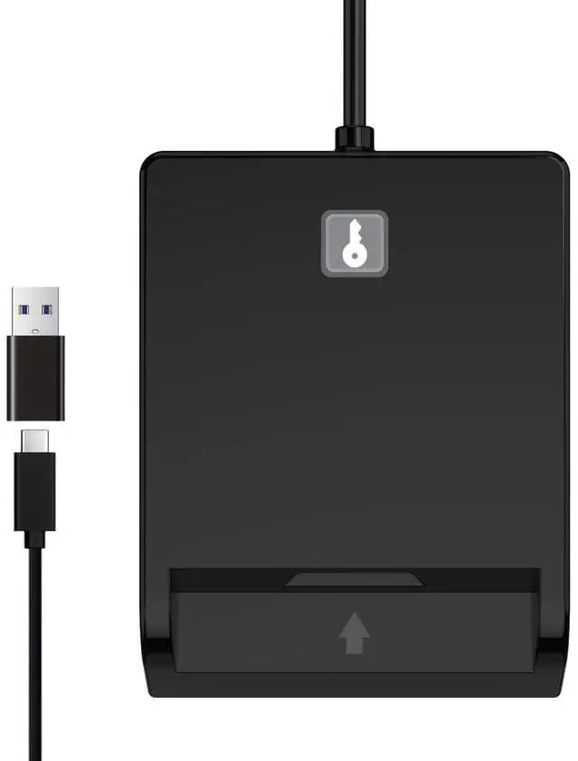 Main image of Contact Smart Card CAC Reader USB C & A, DOD Military USB Common Access CAC Reader Military, Compatible with Windows, Mac OS, Linux, CCID ISO7816, Rohs, CE Certified