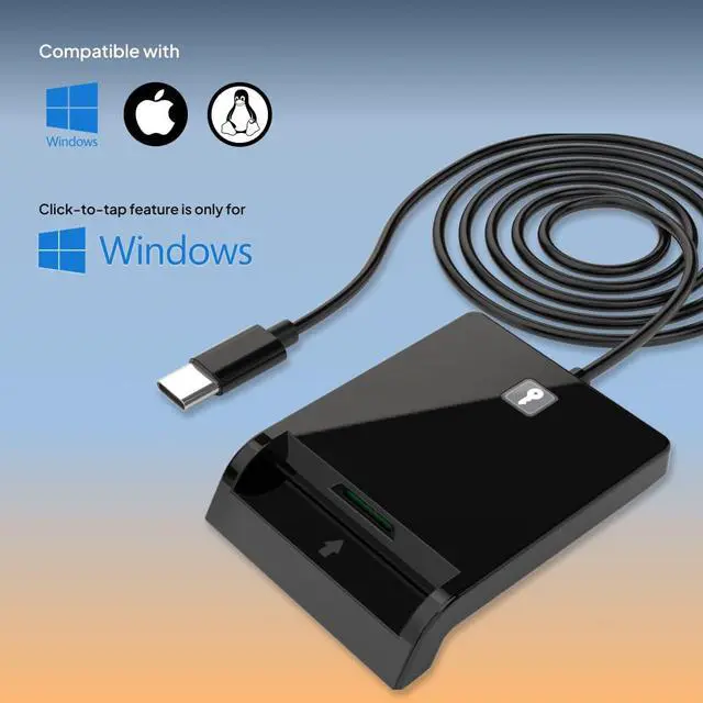 Alt view image 3 of 7 - Contact Smart Card CAC Reader USB C & A, DOD Military USB Common Access CAC Reader Military, Compatible with Windows, Mac OS, Linux, CCID ISO7816, Rohs, CE Certified