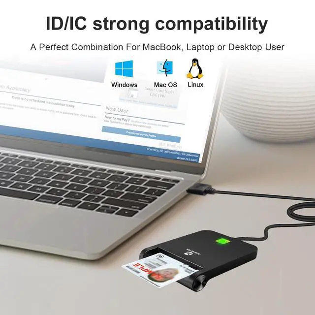 Alt view image 2 of 7 - CAC Reader Military, CAC Card Reader Military, Smart Card Reader Military, Compatible with Windows, Mac OS and Linux