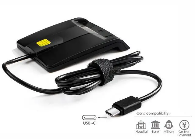 Alt view image 2 of 5 - Type C Smart Card Reader DOD Military USB-C Common Access CAC Card Reader, Compatible with Windows (32/64bit) XP/Vista/ 7/8/10, Mac OS X