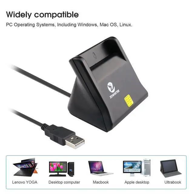 Alt view image 3 of 7 - CAC Reader, CAC Card Reader Military, DOD Military USB Common Access CAC Smart Card Reader, Compatible with Windows, Mac OS and Linux