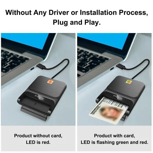 Alt view image 4 of 7 - CAC Reader USB C, CAC Reader Military USB C, Smart Card Reader Common Access CAC Card Reader Military, Compatible with Windows, Mac OS and Linux