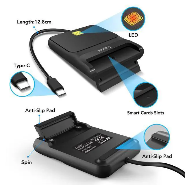 Alt view image 5 of 7 - CAC Reader USB C, CAC Reader Military USB C, Smart Card Reader Common Access CAC Card Reader Military, Compatible with Windows, Mac OS and Linux
