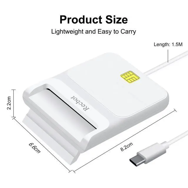 Alt view image 6 of 7 - CAC Reader USB C, CAC Reader Military, DOD Military USB C Common Access CAC Smart Card Reader, Compatible with Windows, Mac OS and Linux (White)
