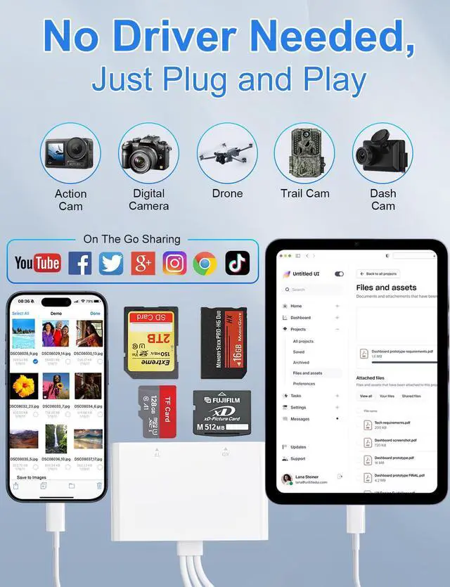 Alt view image 4 of 7 - Memory Stick Pro Duo Adapter - XD Picture Card Reader for iPhone/USB C/A, 4 in 1 SD/TF/MS/XD Card Reader Adapter Sony Cybershot Card Reader Support iPhone 17/16/15/14/13/12/11/Pad/PC/Android/Laptop