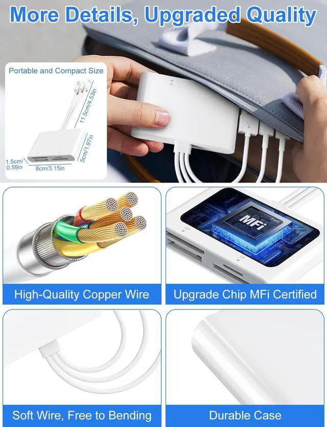 Alt view image 7 of 7 - Memory Stick Pro Duo Adapter - XD Picture Card Reader for iPhone/USB C/A, 4 in 1 SD/TF/MS/XD Card Reader Adapter Sony Cybershot Card Reader Support iPhone 17/16/15/14/13/12/11/Pad/PC/Android/Laptop