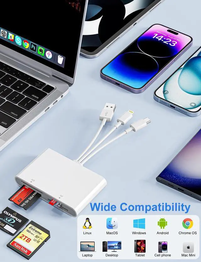 Alt view image 6 of 7 - Memory Stick Pro Duo Adapter - XD Picture Card Reader for iPhone/USB C/A, 4 in 1 SD/TF/MS/XD Card Reader Adapter Sony Cybershot Card Reader Support iPhone 17/16/15/14/13/12/11/Pad/PC/Android/Laptop