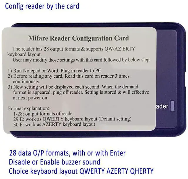 Main image of 13.56Mhz USB RFID Reader As Keyboard Input,Compatible with Raspberry pi/Linux/Android/Windows/macOS + 3Pcs Card