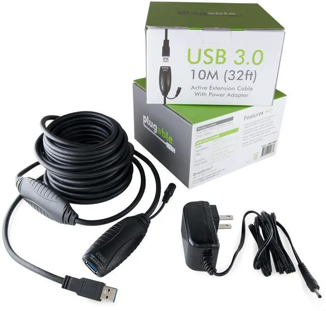 Alt view image 5 of 7 - 10 Meter (32 Foot) USB 3.0 Active Extension Cable with AC Power Adapter, Back-Voltage Protection, and Driverless Technology