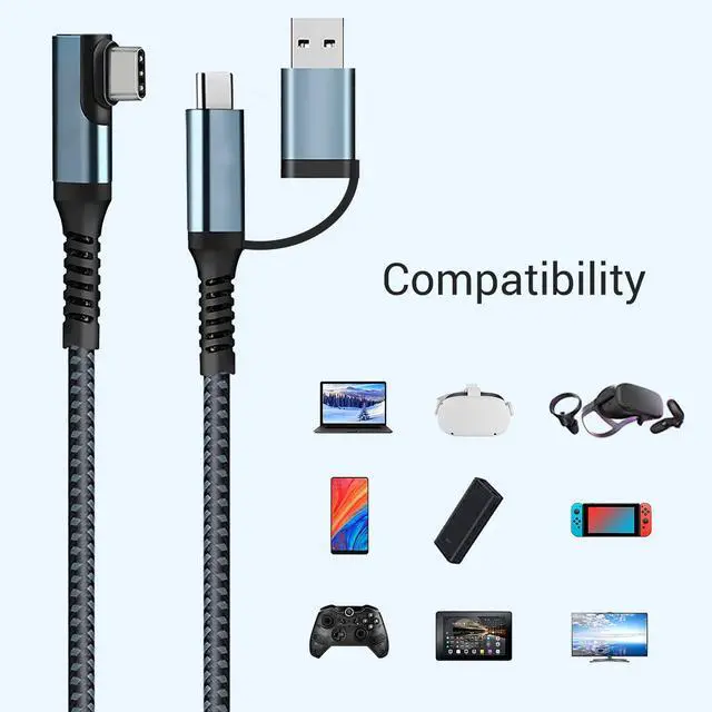 Alt view image 6 of 6 - VR Link Cable 20FT Compatible for Oculus Quest 2, USB 3.2 Type C to C 5Gbps High Speed Data Transfer & Fast Charging Cord Compatible for Virtual Reality Headset and PC Gaming