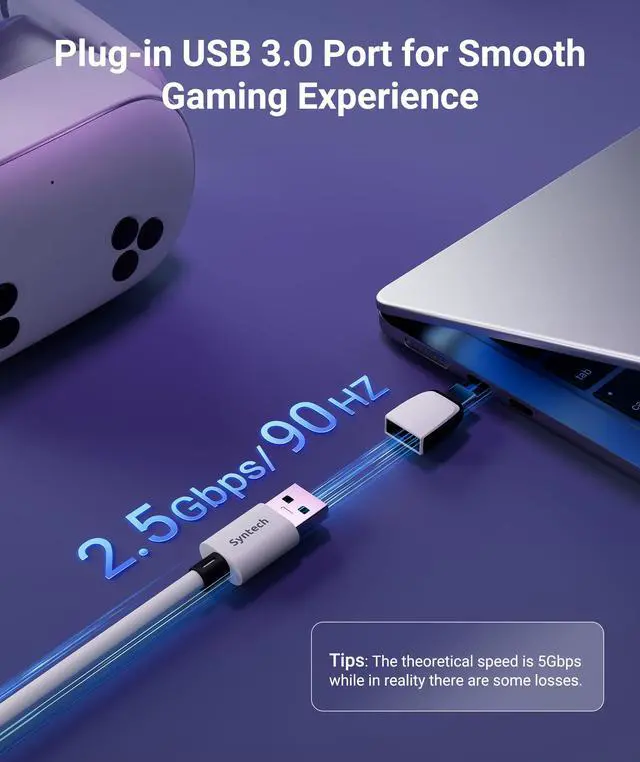 Alt view image 3 of 7 - Link Cable with Charging 20FT Compatible with Oculus/Meta Quest 3S/3 Accessories, Quest2/Pro, Pico4, Next-Gen VR Cable with USB 3.0 A to C Adapter for SteamVR, Charge & Link Simultaneously