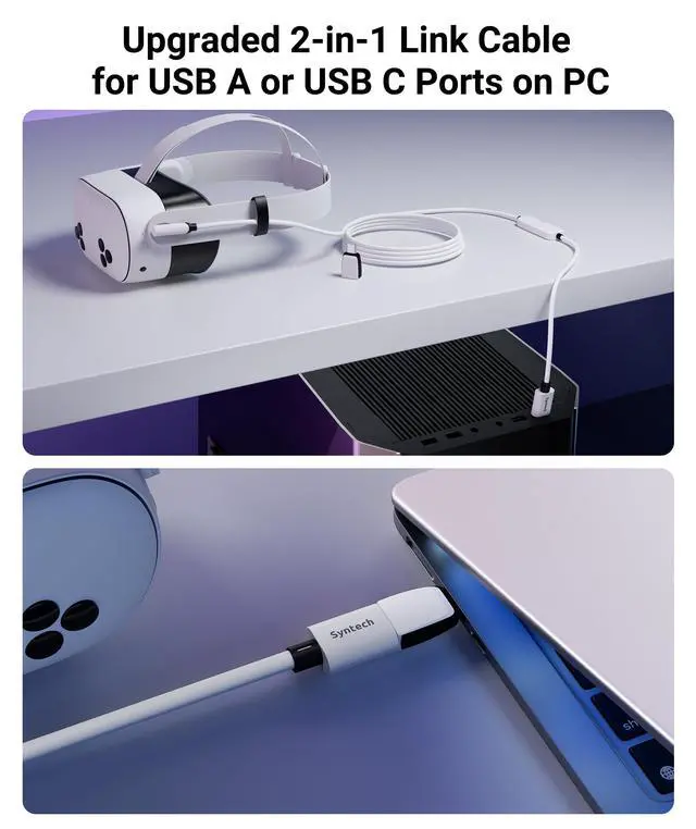 Alt view image 5 of 7 - Link Cable with Charging 20FT Compatible with Oculus/Meta Quest 3S/3 Accessories, Quest2/Pro, Pico4, Next-Gen VR Cable with USB 3.0 A to C Adapter for SteamVR, Charge & Link Simultaneously