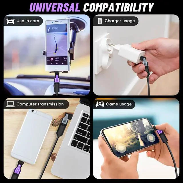 Alt view image 7 of 7 - USB Adapter Type C to C Right Angle 180° Rotation PD 240W 4 Pack USB2.0 480Mbps Phone OTG Fast Charge Adapters with LED Indicator for Type-C Devices (Black)