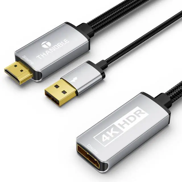 Main image of Active HDMI to DisplayPort Adapter (4K 60Hz 1080p 120Hz), Unidirectional HDMI Source to DP Monitor Display Port Adapter Compatible for NVIDIA, AMD, PS5/4, Xbox, PC, Laptop, Computer