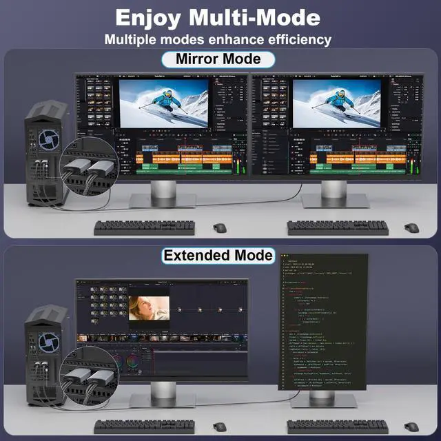 Alt view image 5 of 7 - Active HDMI to DisplayPort Adapter (4K 60Hz 1080p 120Hz), Unidirectional HDMI Source to DP Monitor Display Port Adapter Compatible for NVIDIA, AMD, PS5/4, Xbox, PC, Laptop, Computer