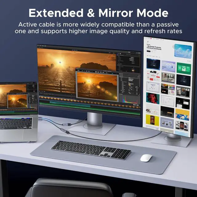 Alt view image 7 of 7 - 8K@60Hz Active Display Port to HDMI Adapter, Unidirectional DP 1.4 PC to HDMI 2.1 Screen Male to Female Cable, 4K@240Hz/2K@240Hz for Desktop, Projector Compatible with AMD, NVIDIA, 0.66FT