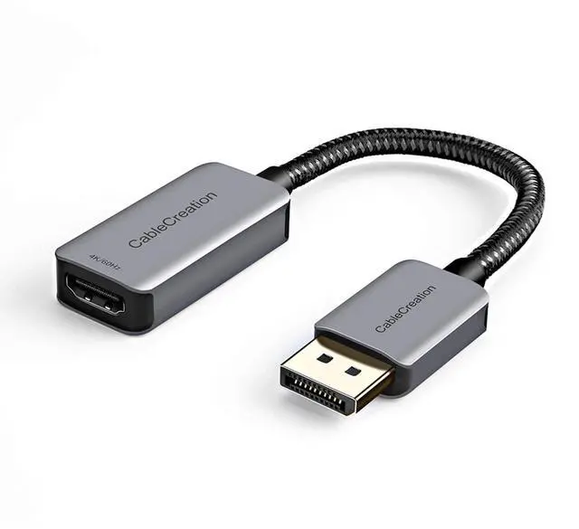 Main image of Active DP to HDMI Adapter HDR 4K@60Hz 2K@144Hz 1080P@144Hz, Braided DisplayPort 1.4 to HDMI 4K Converter (Male to Female), Support Eyefinity Multi-Display, Aluminum