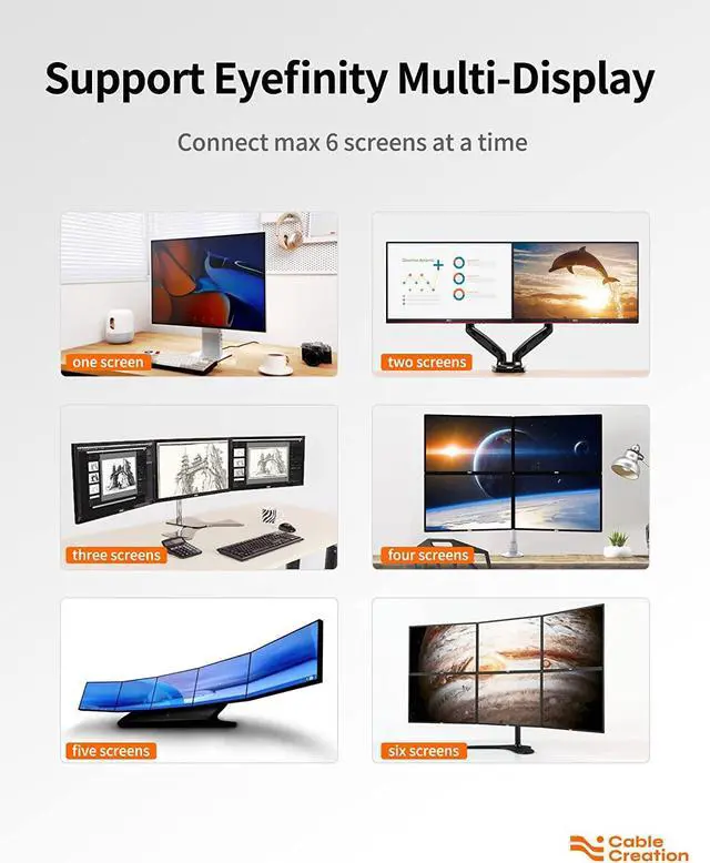 Alt view image 4 of 7 - Active DP to HDMI Adapter HDR 4K@60Hz 2K@144Hz 1080P@144Hz, Braided DisplayPort 1.4 to HDMI 4K Converter (Male to Female), Support Eyefinity Multi-Display, Aluminum
