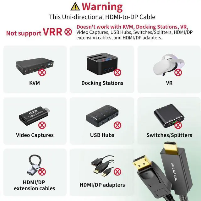Alt view image 5 of 7 - Active 4K HDMI to Displayport 1.2 Converter Adapter Cable, from HDMI Source to DisplayPort Monitor Cable - Unidirectional M/M - for PS3/PS4/TV/Monitor/Projector