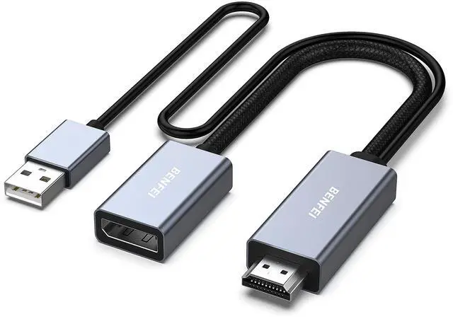 Main image of HDMI to DisplayPort Adapter, HDMI Source to DisplayPort Monitor Compatible with PC Graphics Card Laptop PS5 Xbox One(360) Supporting 4K@60Hz 2K@144Hz 1080P@165Hz