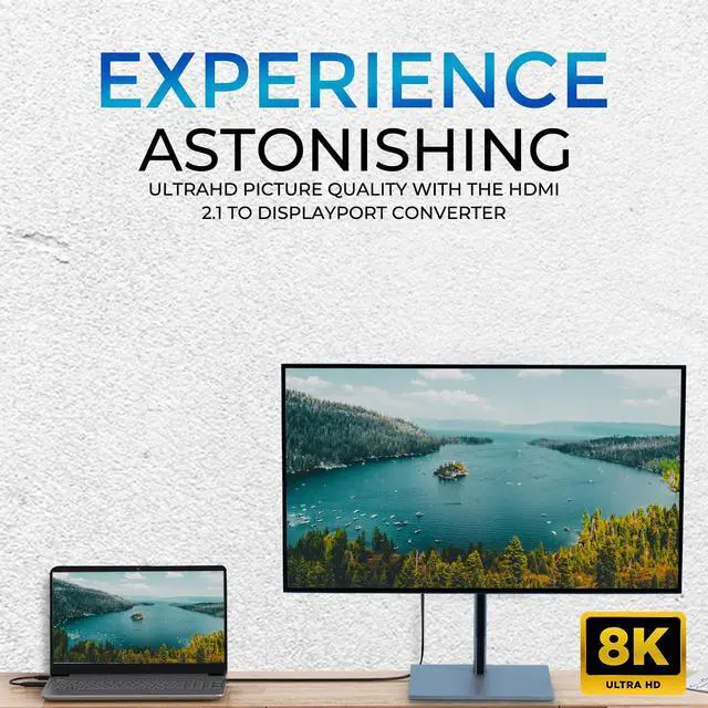 Alt view image 4 of 7 - HDMI to DisplayPort Adapter 8K, HDMI 2.1 to DP 1.4 for HDMI Equipped Systems to Connect to DisplayPort Monitors - Compatible with PS5 Xbox One/X/S and PlayStation 5 and More