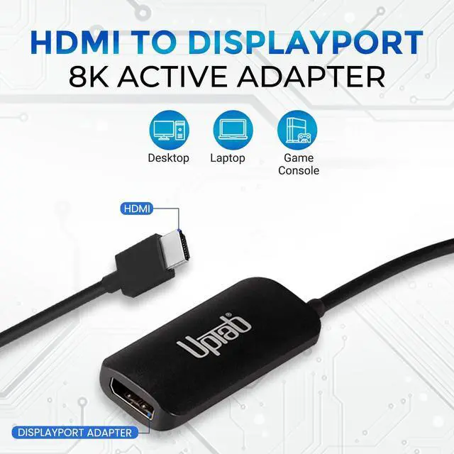 Alt view image 6 of 7 - HDMI to DisplayPort Adapter 8K, HDMI 2.1 to DP 1.4 for HDMI Equipped Systems to Connect to DisplayPort Monitors - Compatible with PS5 Xbox One/X/S and PlayStation 5 and More