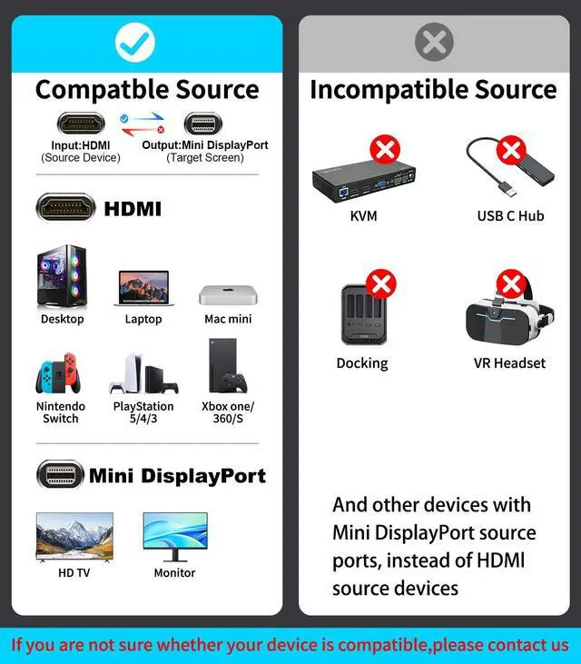 Alt view image 7 of 7 - HDMI to Mini DisplayPort Adapter 4K 60Hz, HDMI Souce to Mini DP Monitor Converter, Male to Thunderbolt 2 Female Compatible with Laptops, Graphics Cards, PS5, AMD,NVIDIA-1 Pack