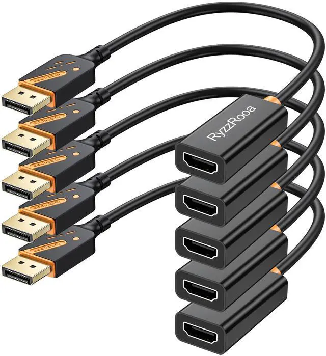 Main image of 4K Display Port to HDMI Adapter, 5 Pack, 10.2Gbps DP 1.2 to HDMI 1.4 Adapter, Uni-DirectionalMale to Female Compatible with Monitor, Laptop, PC, Projector, TV