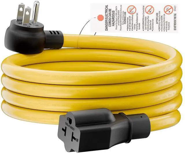 Main image of Indoor/Outdoor Angled Four-in-One Heavy Duty Power Extension Cord SJTW 12-AWG 15A Household Plug to 20A T Blade Cable L=6FT, Angled 3-Prong Extension Cord