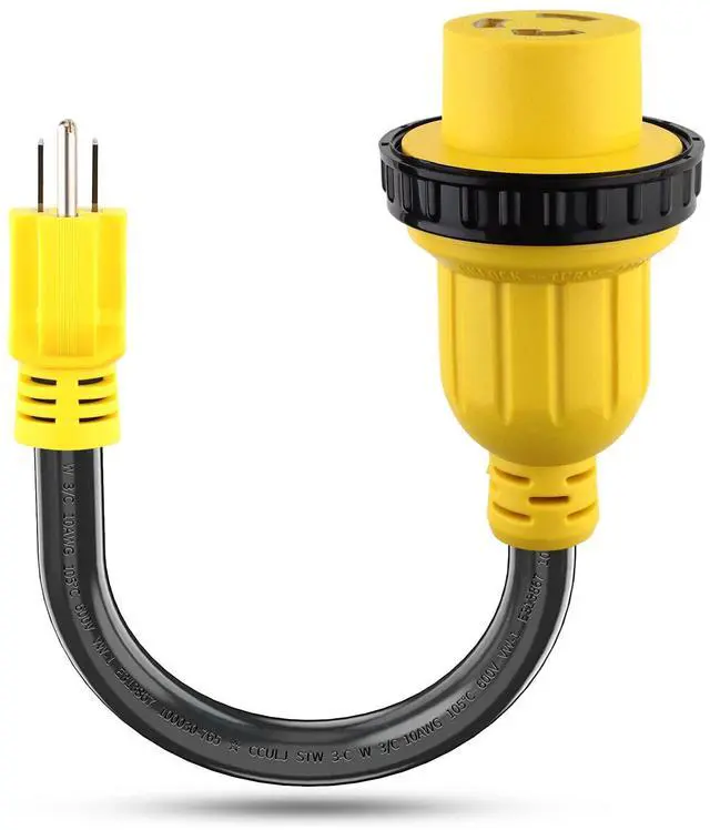 Main image of 30 Amp to 15 Amp 110V RV Adapter Cord 18 Inch, Twist Lock NEMA 5-15P Male to L5-30R Female Power Dogbone Electrical Plug Converter for Camper RV Trailer