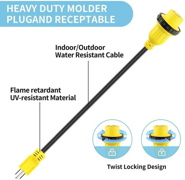 Alt view image 3 of 7 - 30 Amp to 15 Amp 110V RV Adapter Cord 18 Inch, Twist Lock NEMA 5-15P Male to L5-30R Female Power Dogbone Electrical Plug Converter for Camper RV Trailer