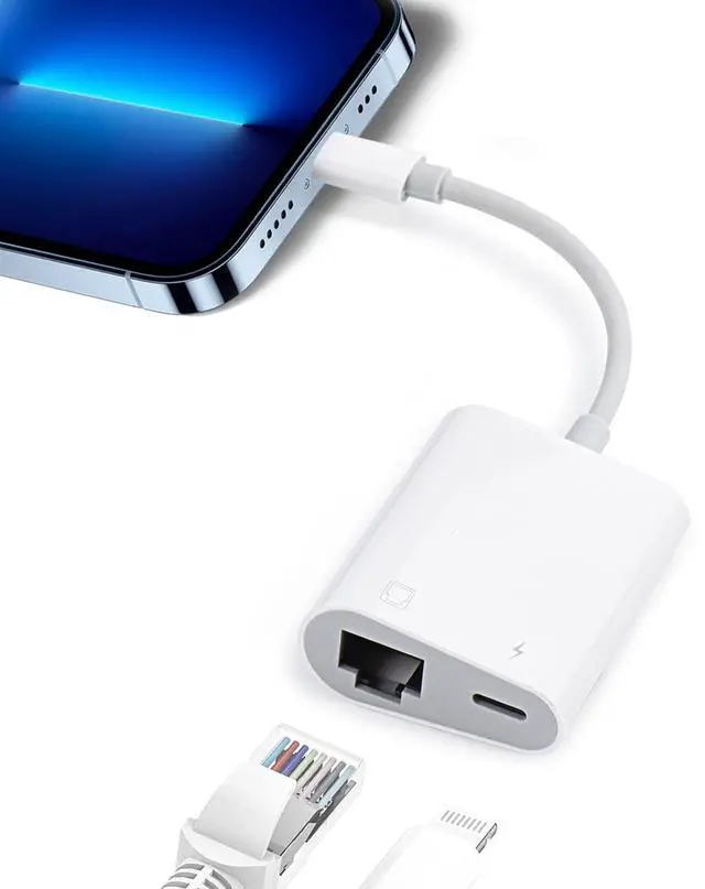 Main image of Lightning to Ethernet Adapter,2 in 1 RJ45 Ethernet LAN Network Adapter with Charging Port for Phone,Pad 10/100Mbps High Speed,Plug and Play