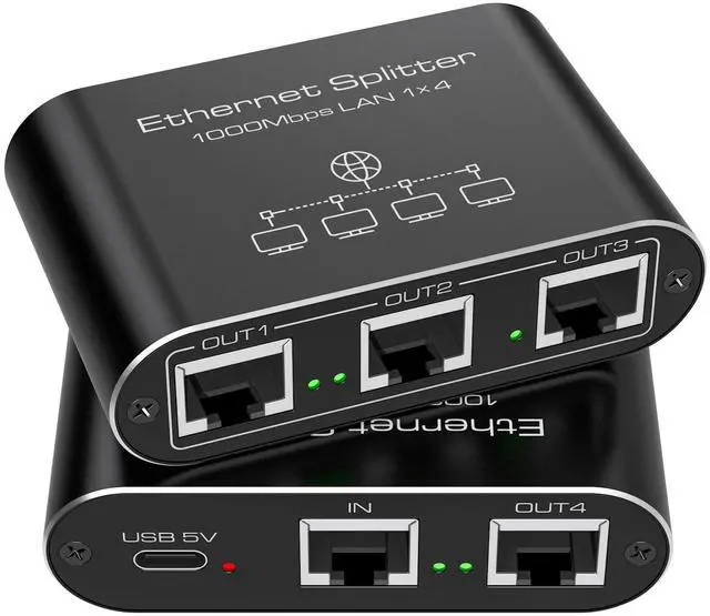 Main image of Ethernet Splitter 1 to 4 1000Mbps Internet Splitter Supports Simultaneous Networking of 4 Devices Works with Cat5/5e/6/7/8 Cable