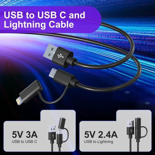 Alt view image 4 of 7 - USB to USB C and Lightning Cable Combo 2 in 1 Coiled Cable Support Apple Carplay & Android Auto 3A Fast Charge Data Sync Short Curly Lightning and USB C Dual Cable for iPhone 15 14 13 12 Android, 3FT