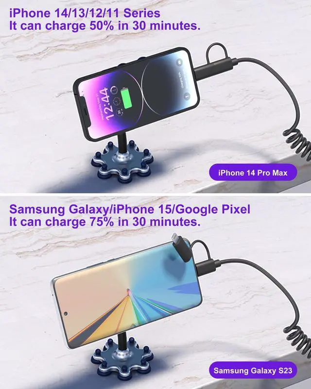 Alt view image 5 of 7 - USB to USB C and Lightning Cable Combo 2 in 1 Coiled Cable Support Apple Carplay & Android Auto 3A Fast Charge Data Sync Short Curly Lightning and USB C Dual Cable for iPhone 15 14 13 12 Android, 3FT