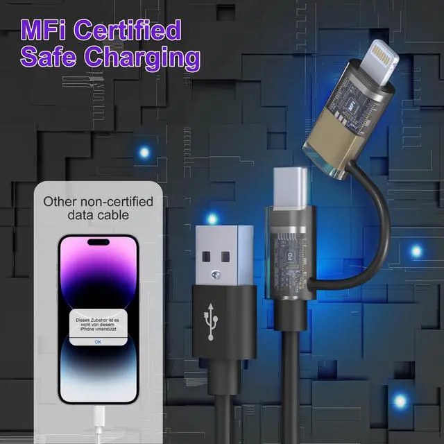 Alt view image 7 of 7 - USB to USB C and Lightning Cable Combo 2 in 1 Coiled Cable Support Apple Carplay & Android Auto 3A Fast Charge Data Sync Short Curly Lightning and USB C Dual Cable for iPhone 15 14 13 12 Android, 3FT