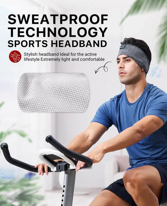 Alt view image 4 of 7 - Sleep Headphones Wireless, Bluetooth Sports Headband Headphones with Ultra-Thin HD Stereo Speakers Perfect for Sleeping,Workout,Jogging,Yoga,Insomnia, Air Travel, Meditation (Grey)