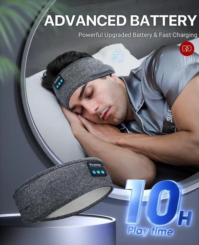 Alt view image 6 of 7 - Sleep Headphones Wireless, Bluetooth Sports Headband Headphones with Ultra-Thin HD Stereo Speakers Perfect for Sleeping,Workout,Jogging,Yoga,Insomnia, Air Travel, Meditation (Grey)